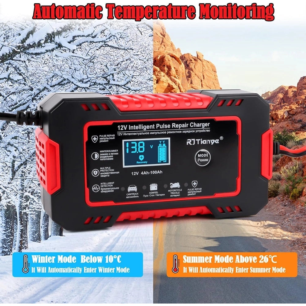 Trade Shop - Caricabatterie Auto 6a 12v Mantenitore Batteria Compensazione Temperatura Moto Tosaerba Barca -