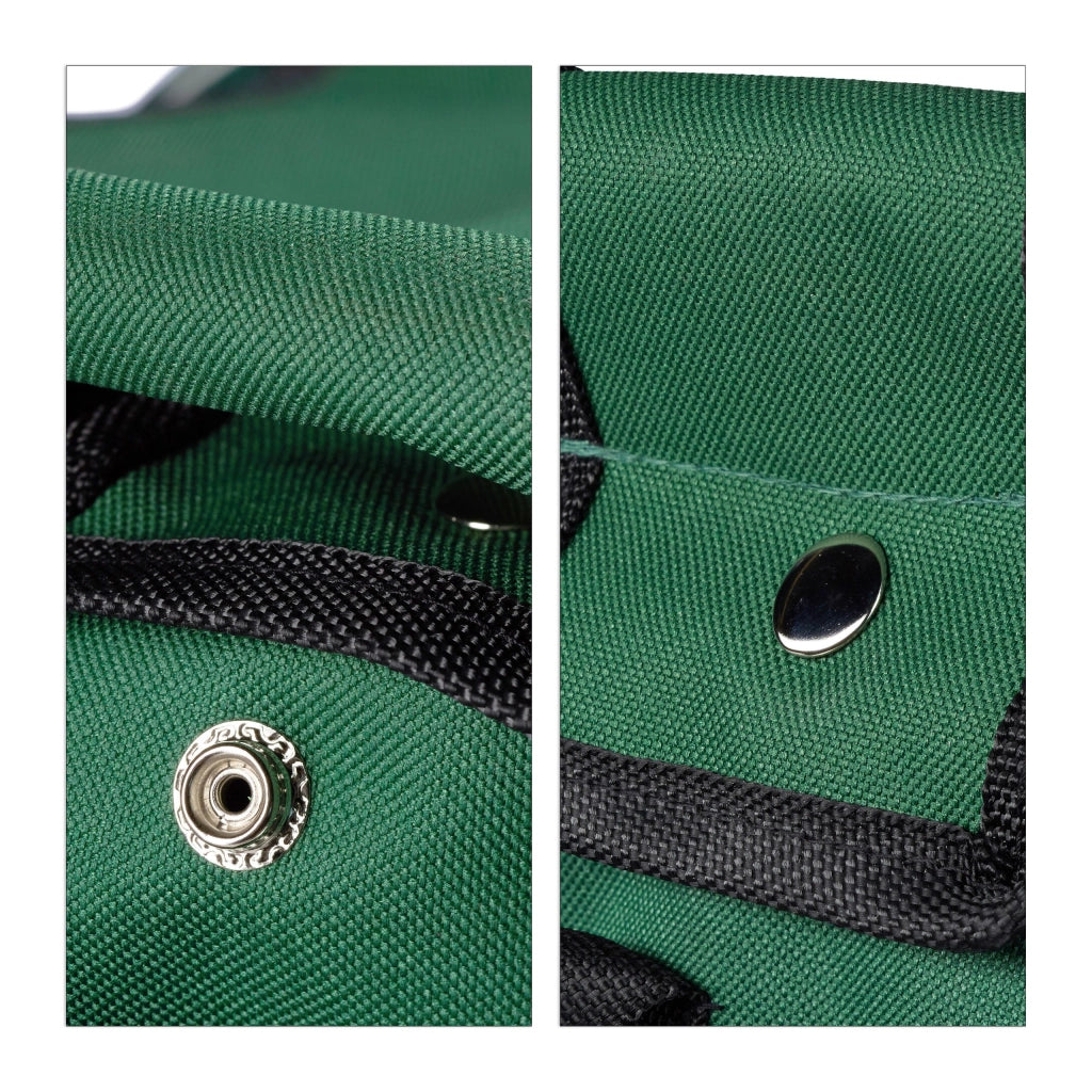 Sgabello pieghevole verde porta attrezzi da giardinaggio con 16 tasche e scomparto interno 13_0002810