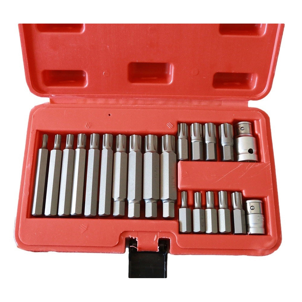 Trade Shop - Kit Inserti Chiavi Bussole Chiavi Torx Set 21 Pz Hex 1/2" 3/8" Professionale -