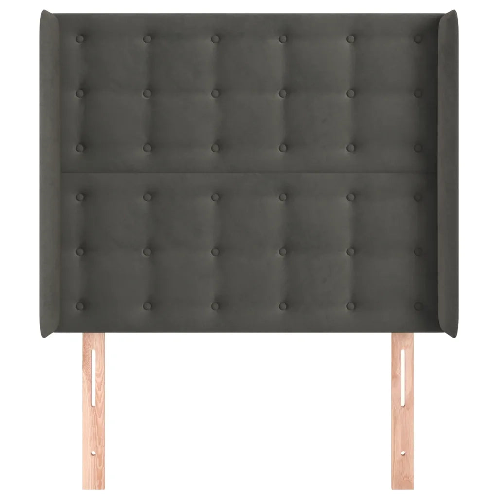 Testiera ad Orecchio-Testata con Orecchie Grigio Scuro 83x16x118/128 cm in Velluto 488828