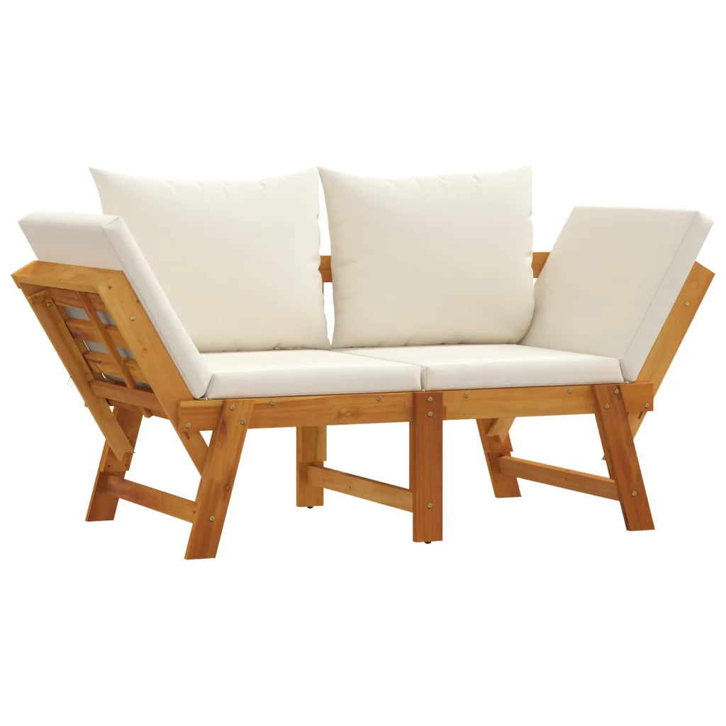 Panca da Giardino con Cuscini-Sgabello-Panca da esterno 2-in-1 in Legno di Acacia 905113