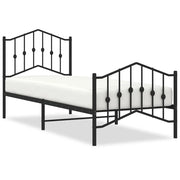 Letto singolo | Letto per adulti | Giroletto con Testiera e Pediera Metallo Nero 80x200 cm