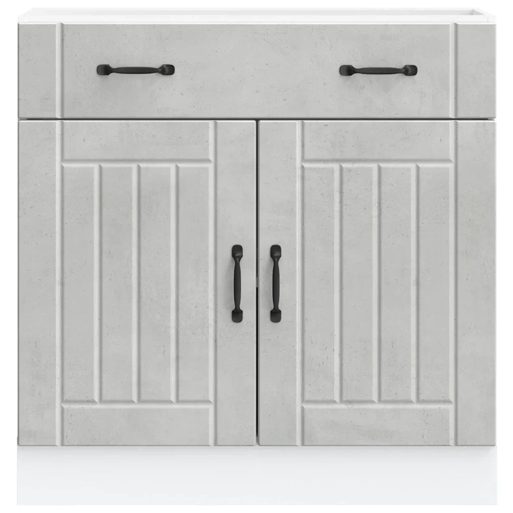 Mobile da cucina Lucca 80 x 46 x 81,5 cm ampio spazio contenitivo piedini regolabili stile moderno legno composito grigio cemento 02_0050096