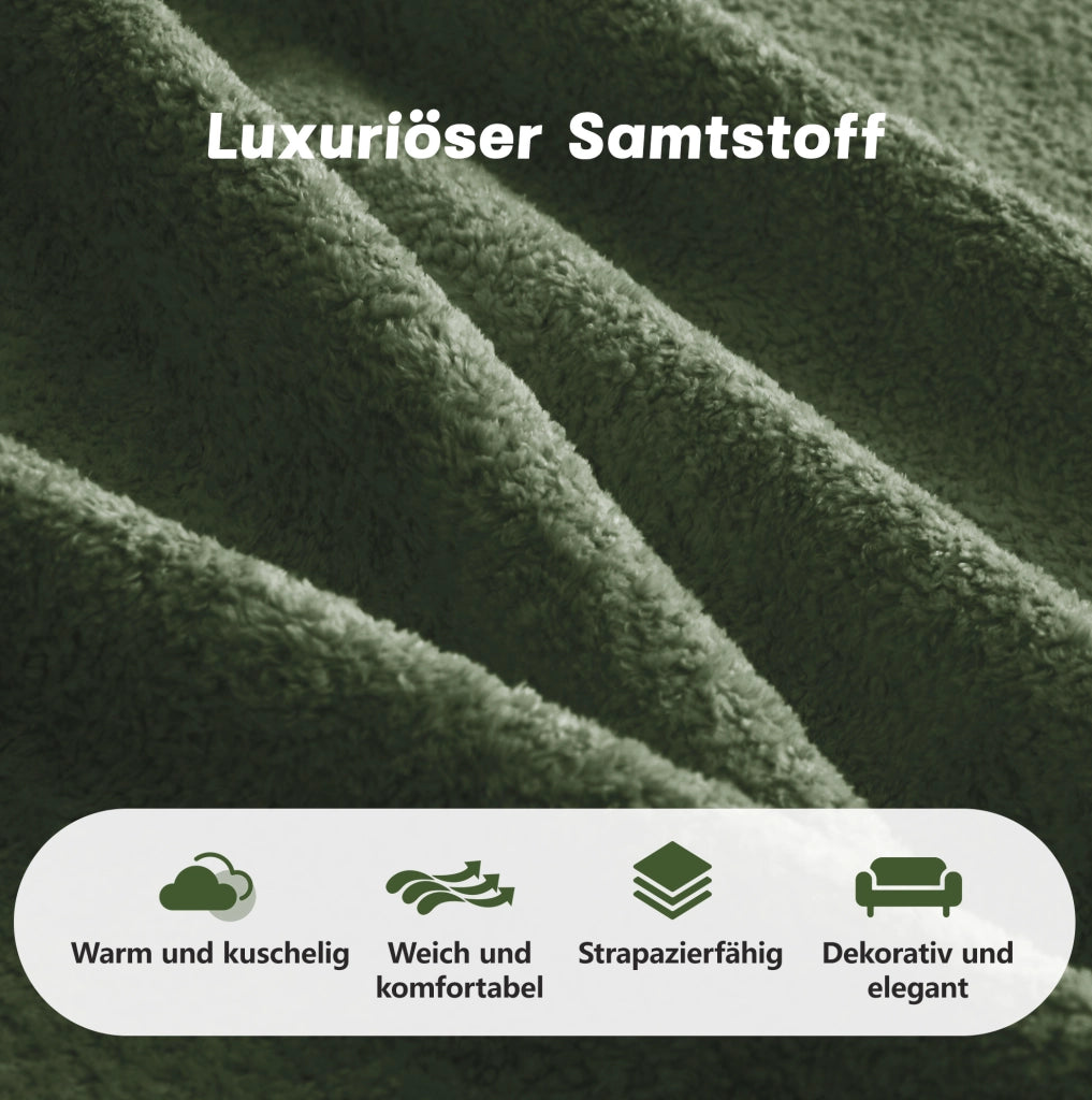 Divano modulare ad angolo in velluto verde 384x98x70 cm con seduta profonda e pouf collegabile