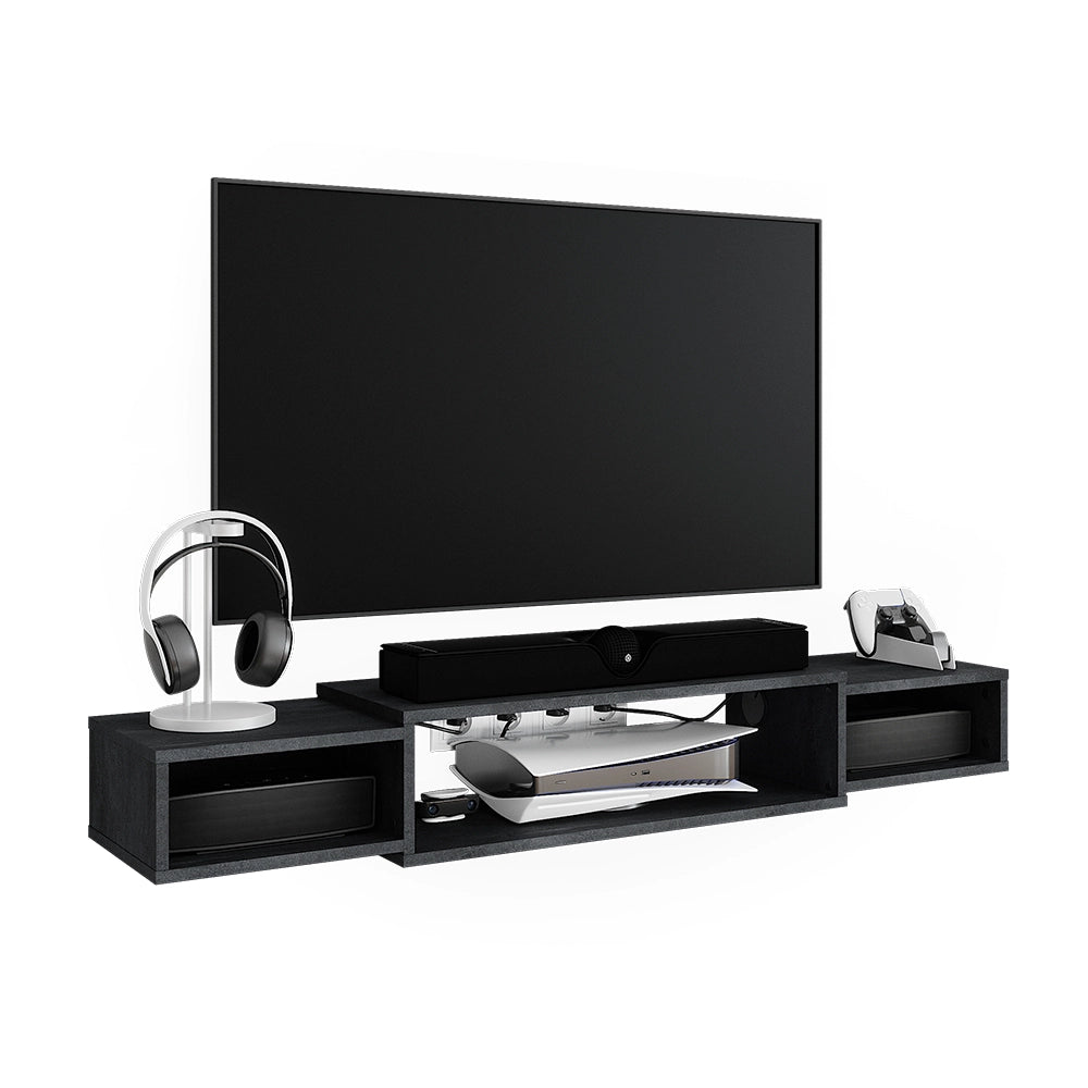 Vicco Mobile tv Calcestruzzo nero 139.7 x 20.3 cm con ripiani aperti
