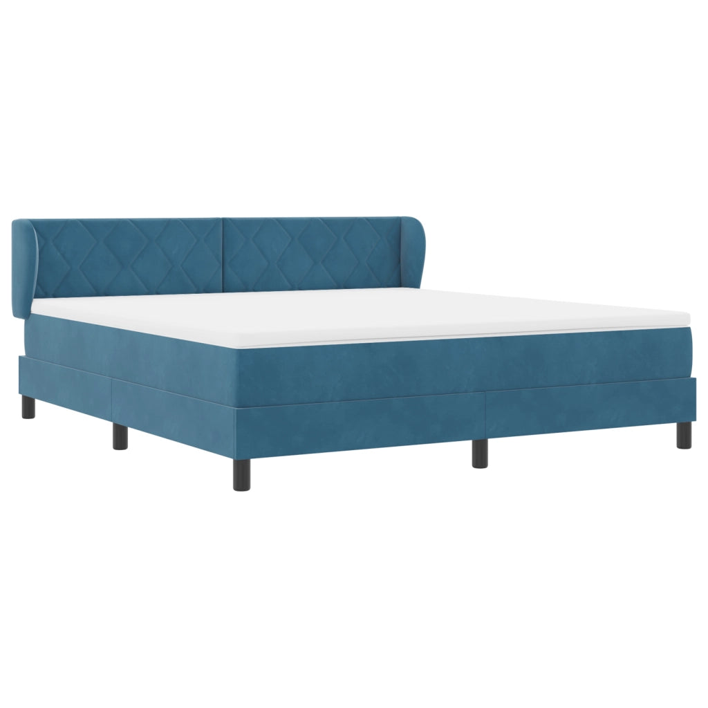 Letto Box Spring con Materasso Blu Scuro 180x200 cm Velluto