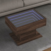 Tavolino Salotto con LED-Tavolino da soggiorno-Tavolo Rovere Marrone 70x50x45 cm Multistrato