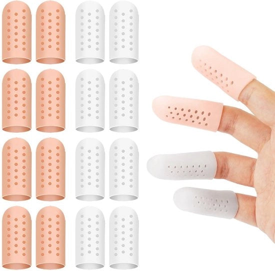 16 pezzi di Protezione per Dita in Gel di Silicio - Cintura per Dita Respirante - Protezione per Legamento di Dita - Cuffie per Dita per Eczema Artrite - Mani Lacerate.