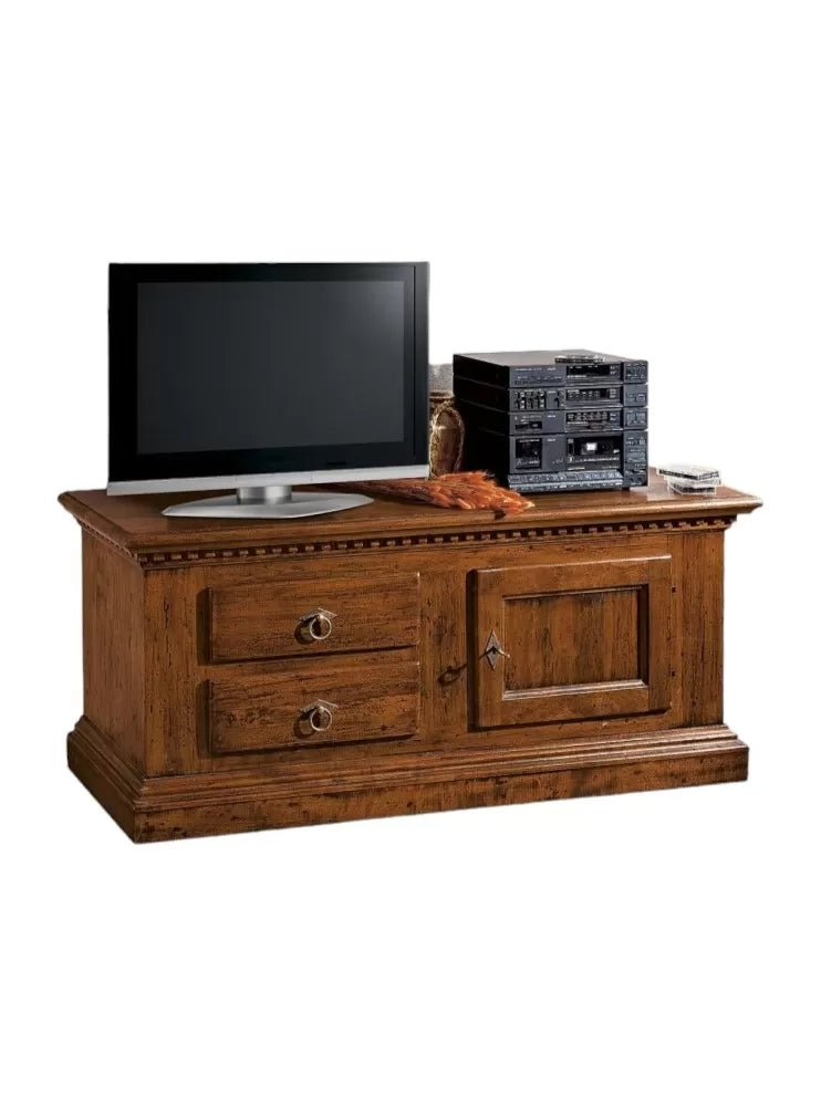 Porta tv in legno classico 2 cassetti 1 porta tinta noce 141x50x60 (902) - Mobili 2G