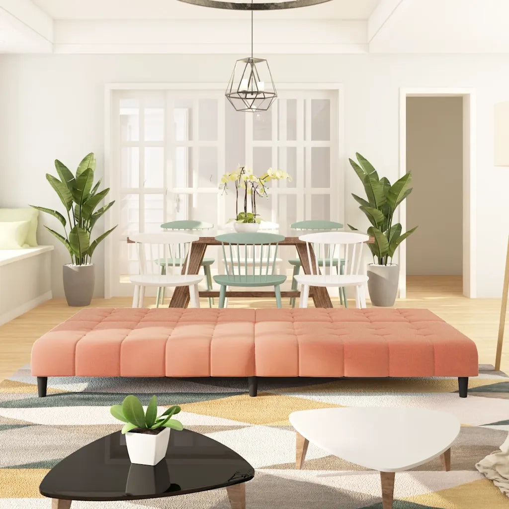 Divano Letto a 2 Posti Rosa in Velluto 375767