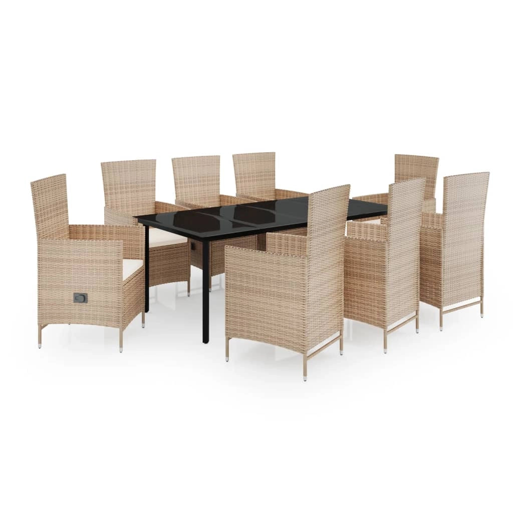 Set da pranzo da giardino da 9 pezzi con cuscini beige 02_0014173