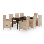 Set da pranzo da giardino da 9 pezzi con cuscini beige 02_0014173