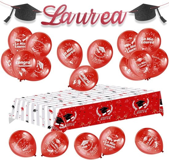 Set di decorazioni per la festa 2023 - palloni - tovaglia da tavola - striscione - tema - articoli da festa - decorazioni per la laurea