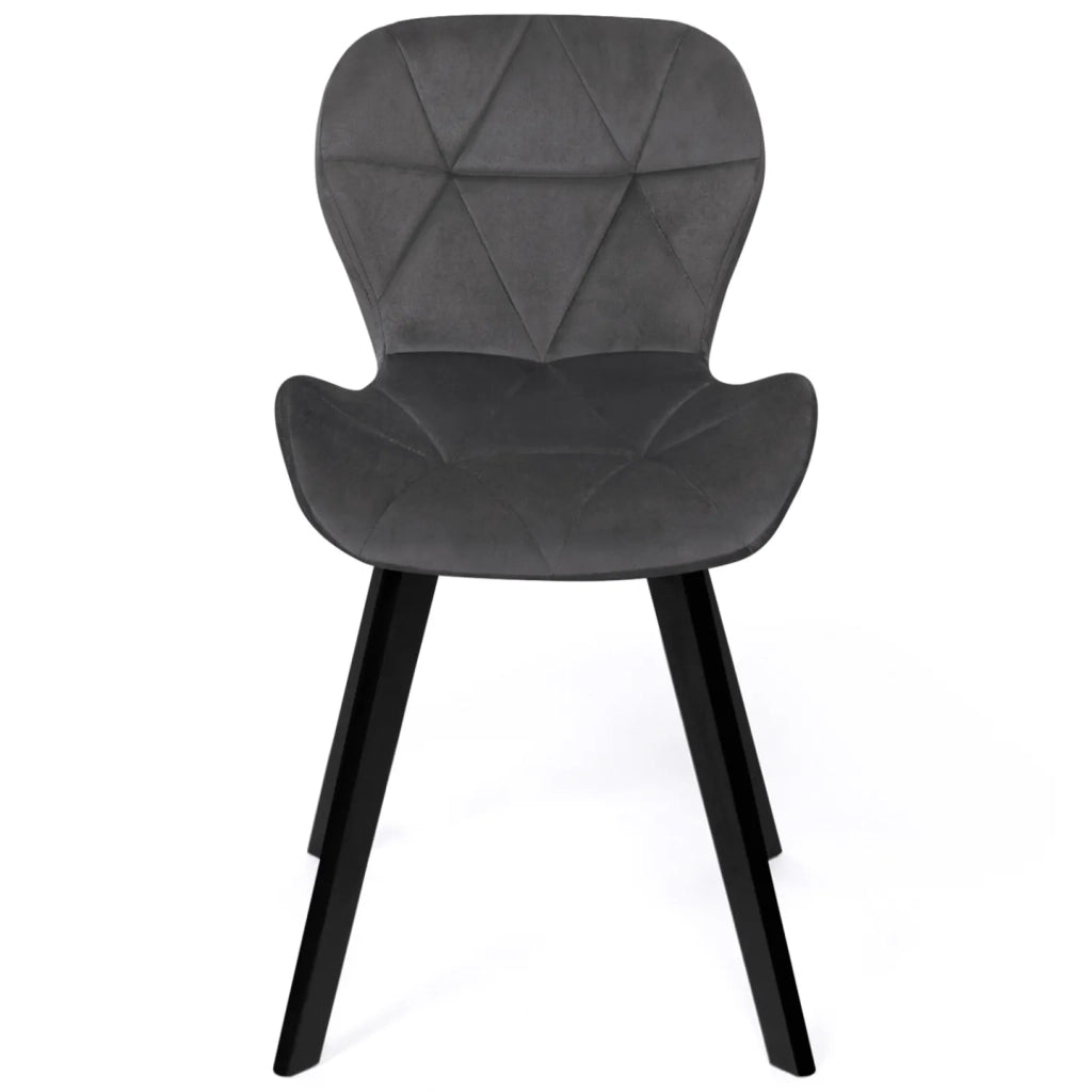 IDMarket - Juego de 4 sillas ROBINE en mezcla de terciopelo azul, gris oscuro, gris claro y amarillo