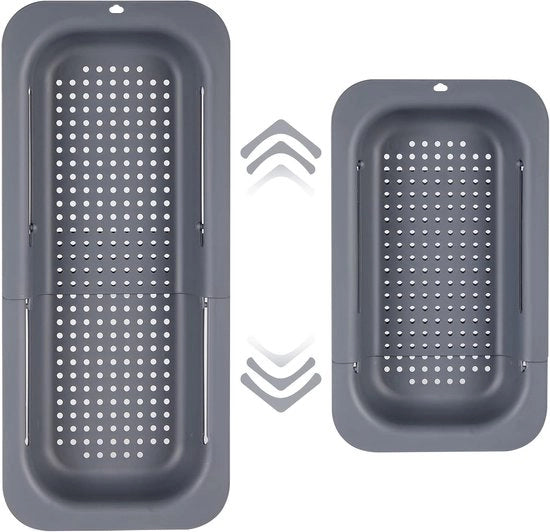 Sistema di asciugatura per l'area di scarico, set di strumenti per la pulizia del lavello, set di strumenti per la pulizia del lavello, sistema di asciugatura per l'area di scarico, (20 B x 36,5 - 49,5 L x 8,5 H) cm, colore grigio