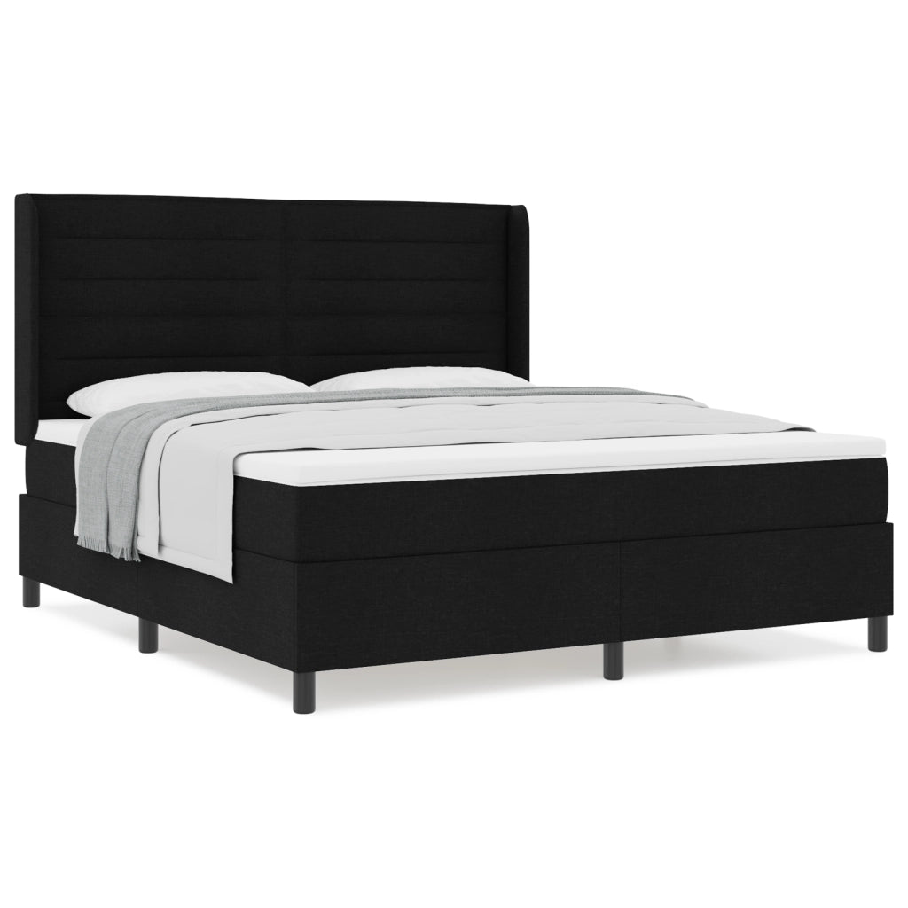 Letto Box Spring con Materasso Nero 180x200 cm Tessuto
