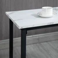 Set 3 Pezzi con Tavolo Rettangolare e 2 Sgabelli da Bar in Truciolato, MDF e Acciaio, Bianco e Nero