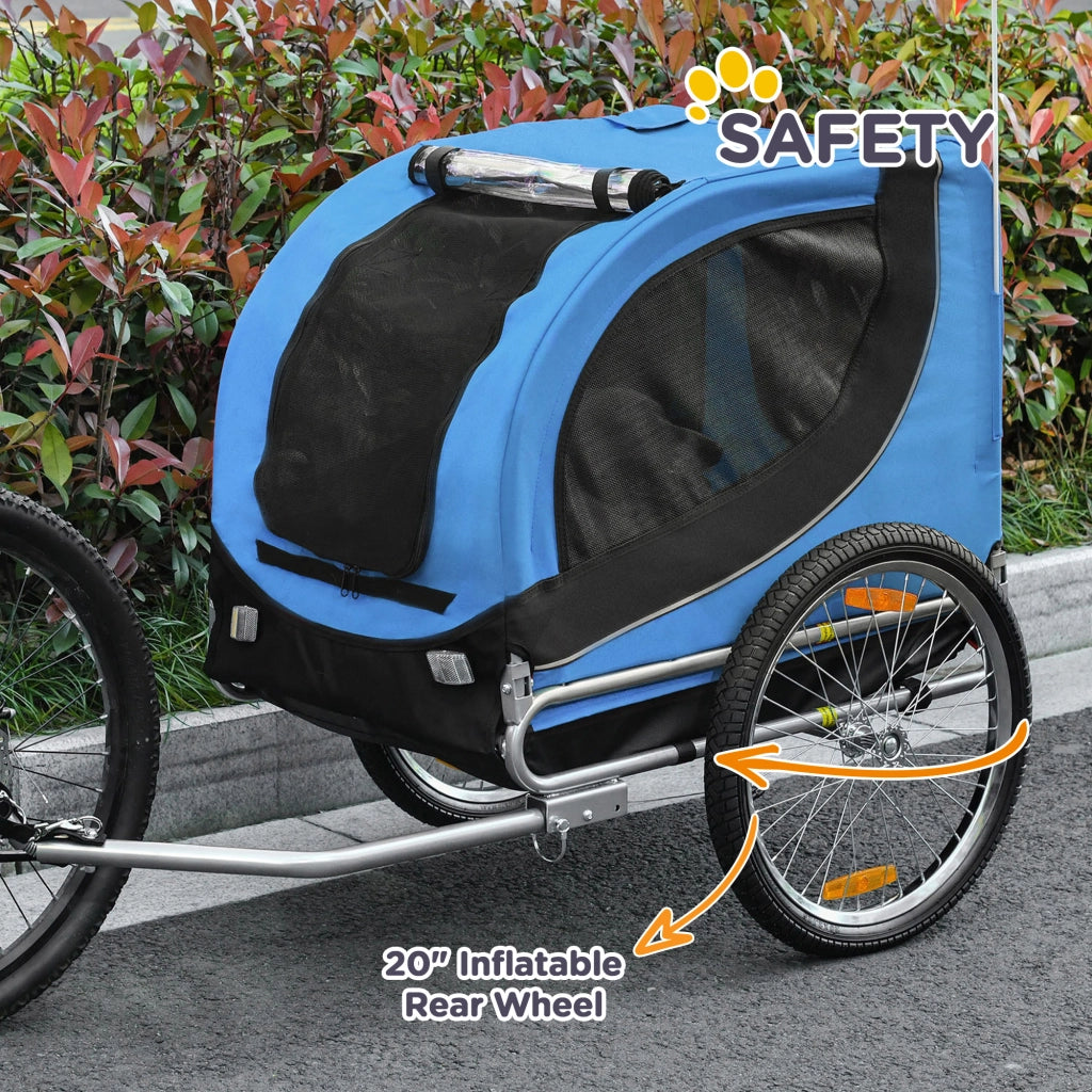 Rimorchio Bici per Cani ¨C Zephmum ¨C Blu e Nero, Acciaio e Tessuto Oxford, 130x73x90 cm