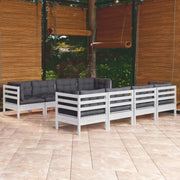 Set Salotto Giardino con Cuscini 9 pz in Legno Massello di Pino