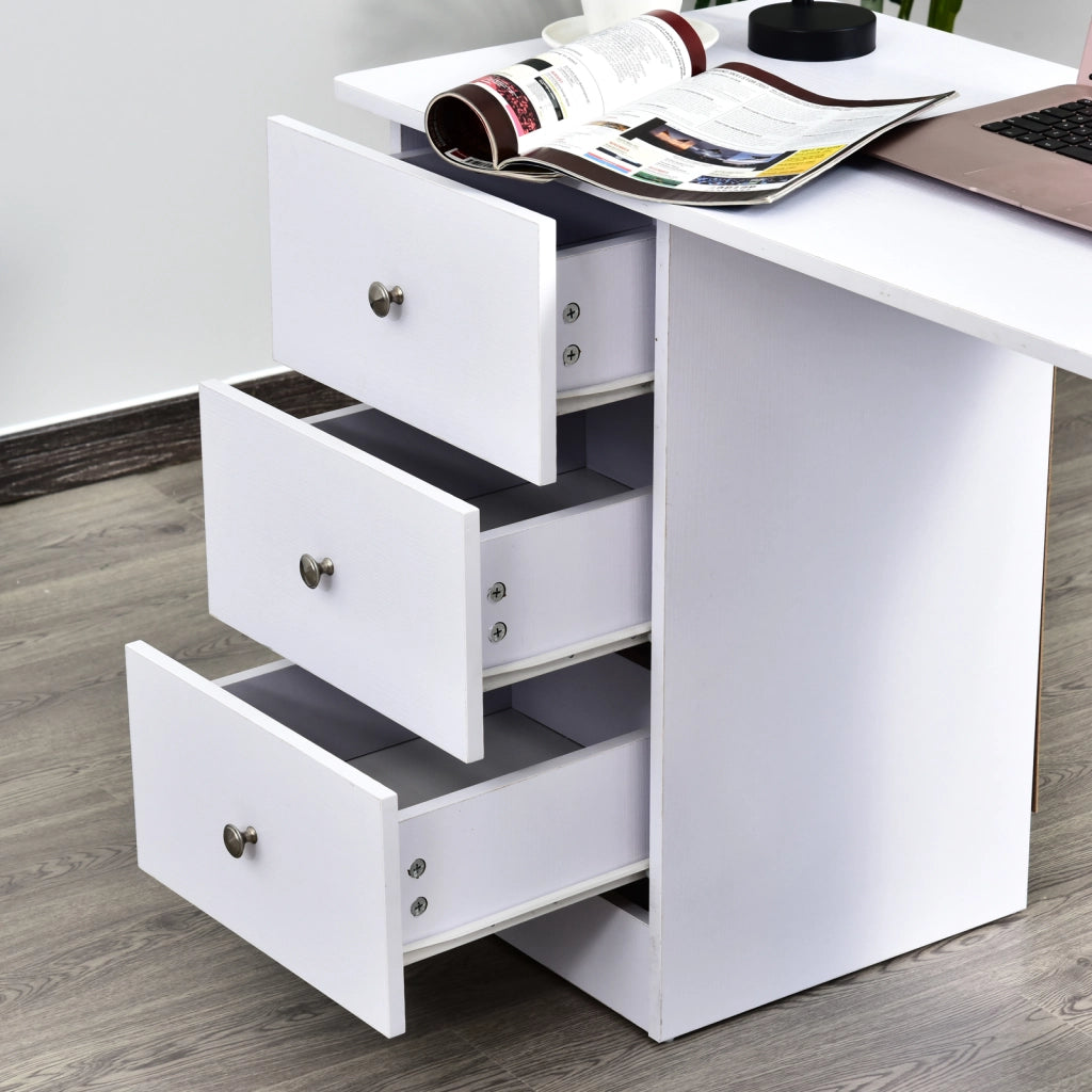 Scrivania computer con 3 cassetti e 2 ripiani ¨C Xylo ¨C bianco 120x49x72 cm