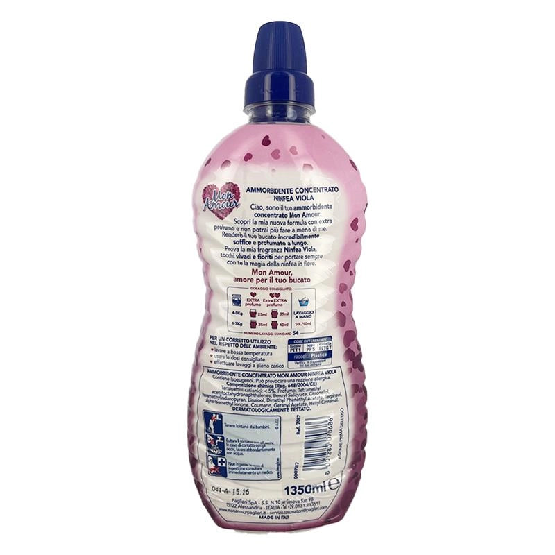 MON AMOUR AMMORBIDENT CONCENTRATO NUOVA FORMULA CON EXTRA PROFUMO FRAGRANZA NINFEA VIOLA 54 LAVAGGI MAXI FORMATO 1350 ML