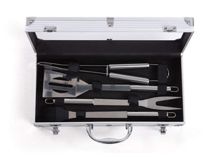 Set 4 Utensili Accessori per Barbecue con Valigetta