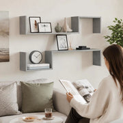 Wall Shelves, 2 Pieces, Concrete Grey, 100x15x20 Cm, Wood-based Material