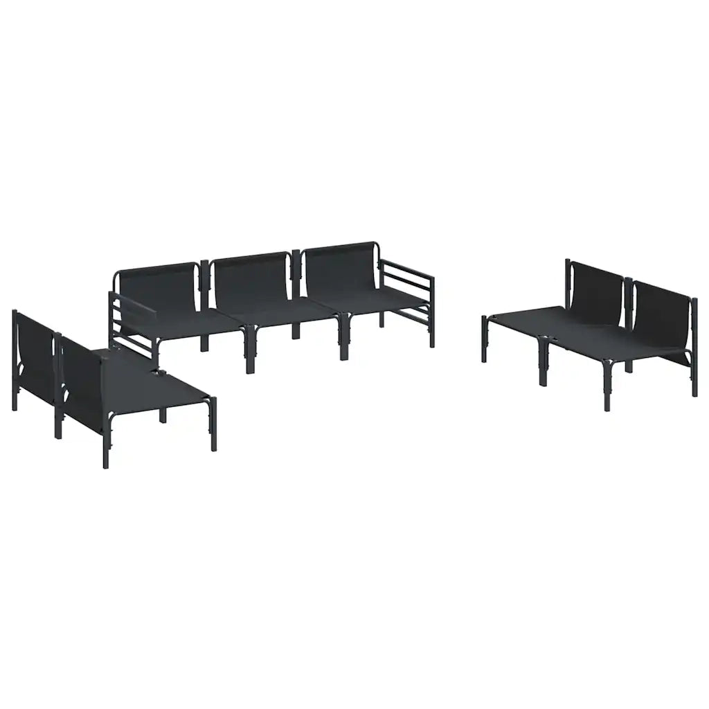 Set Divano da Giardino con cuscino 7 pcs Nero Acciaio 3378980