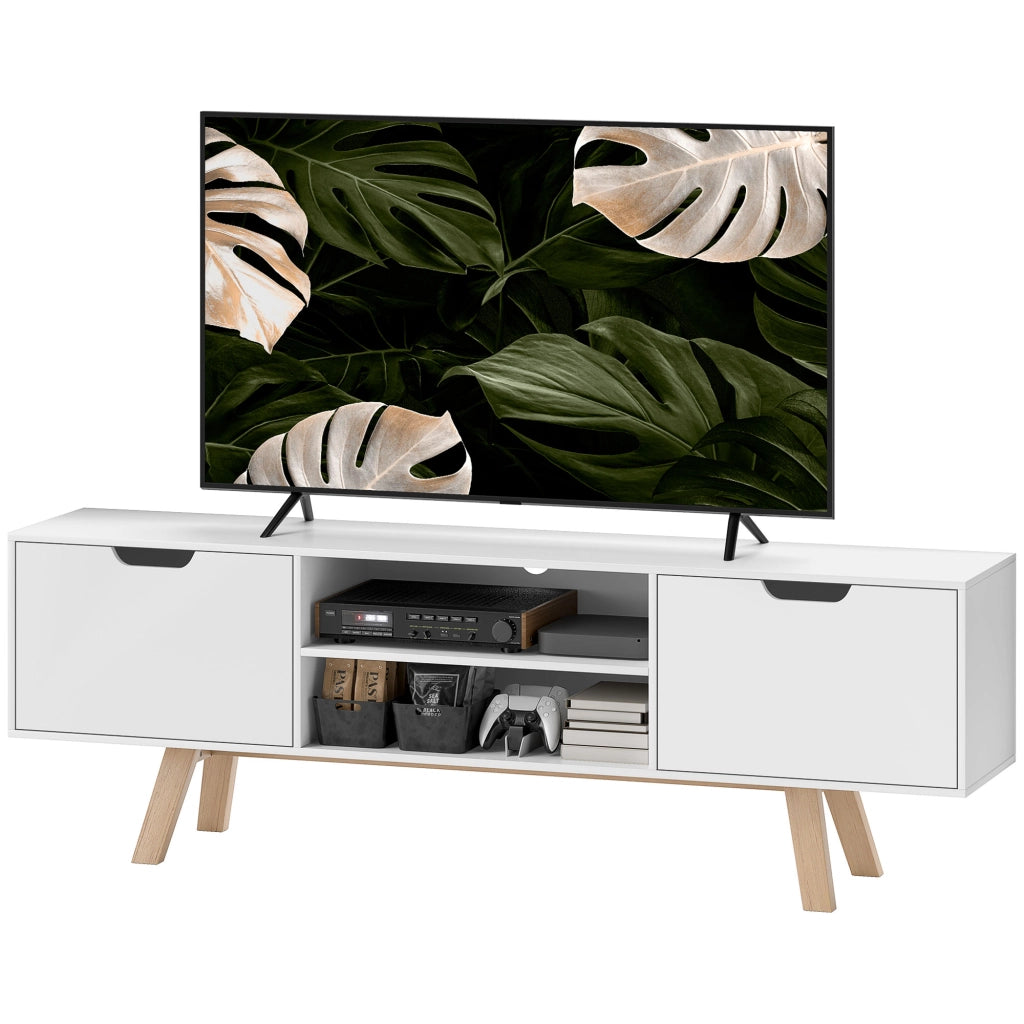 Mobile TV con cassetti e scaffali aperti ¨C zephmum ¨C MDF, bianco, 150x39x50 cm