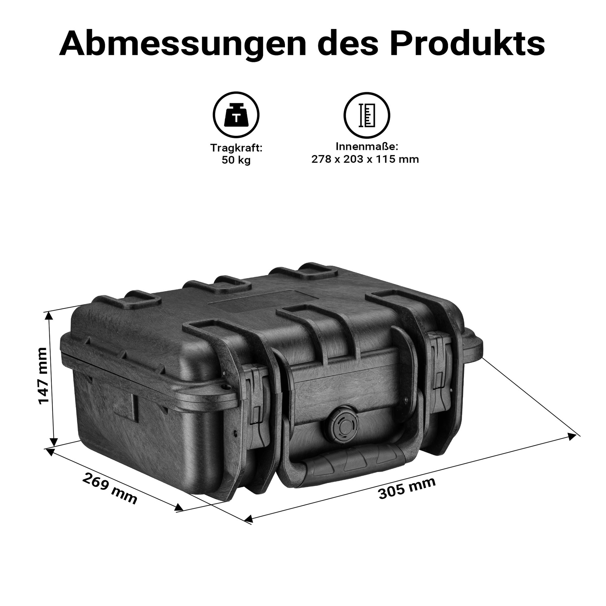 Valigetta universale 30,5 x 26,9 x 14,7 cm, custodia rigida impermeabile con inserto in schiuma