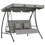 Dondolo da Giardino 3 Posti con Tetto Reclinabile Trasformabile Letto in Poliestere Crema 209cm x 114cm x 170cm