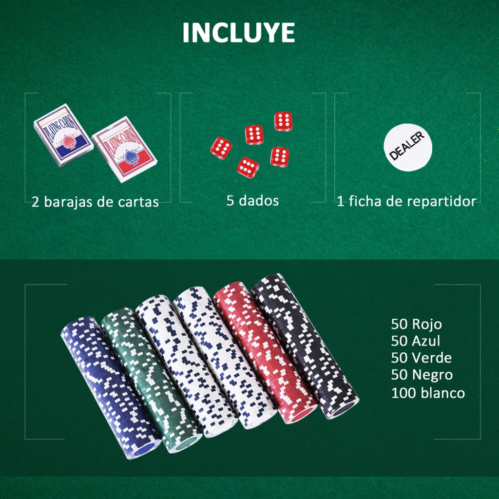 Set di Poker Professionale ¨C Zephmum ¨C Aluminio con 300 Fichas, 5 Dadi, 2 Barajas