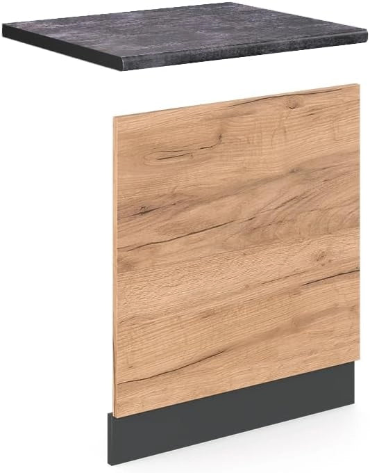 Pannello frontale R-Line, Quercia dorata, 60 cm, PL Antracite, per la libera combinazione all'interno di sistemi cucina modulari