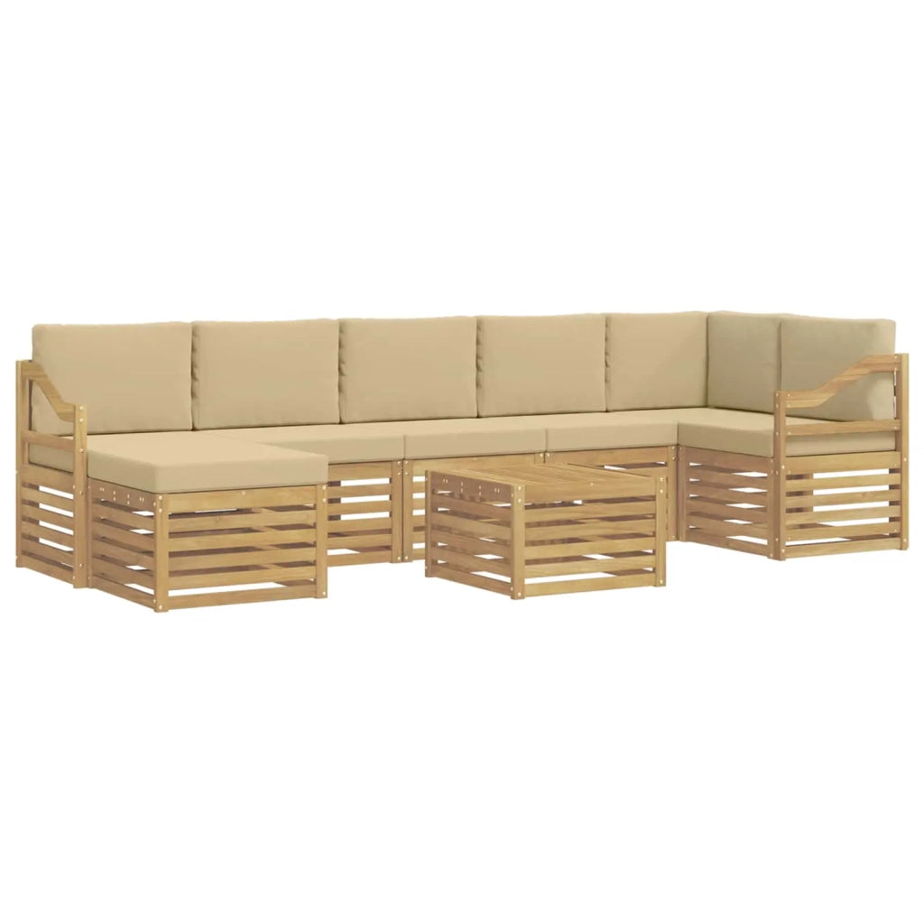 Set di divani da esterno 8 pcs Bianco e Beige 59 x 59 x 37 cm
