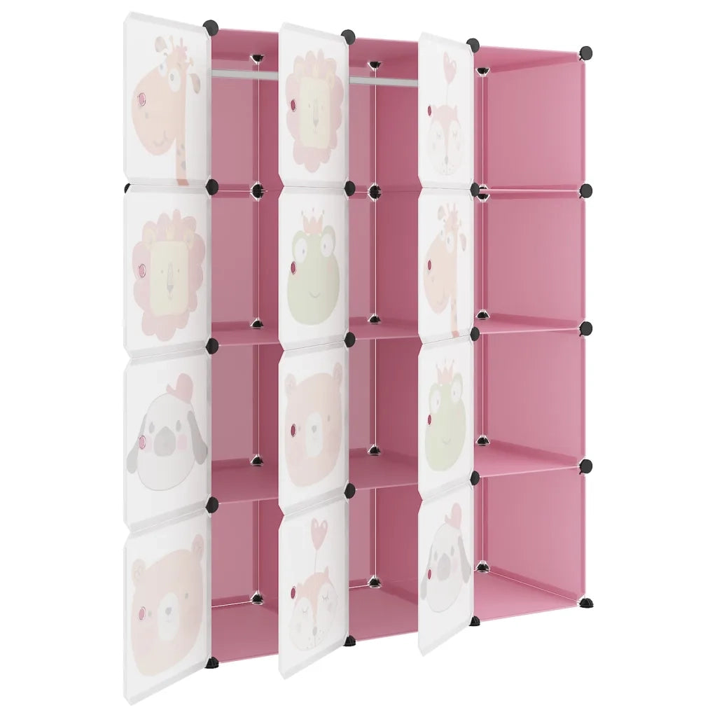Scaffale Portaoggetti per Bambini con 12 Cubi Rosa in PP CFW3312025