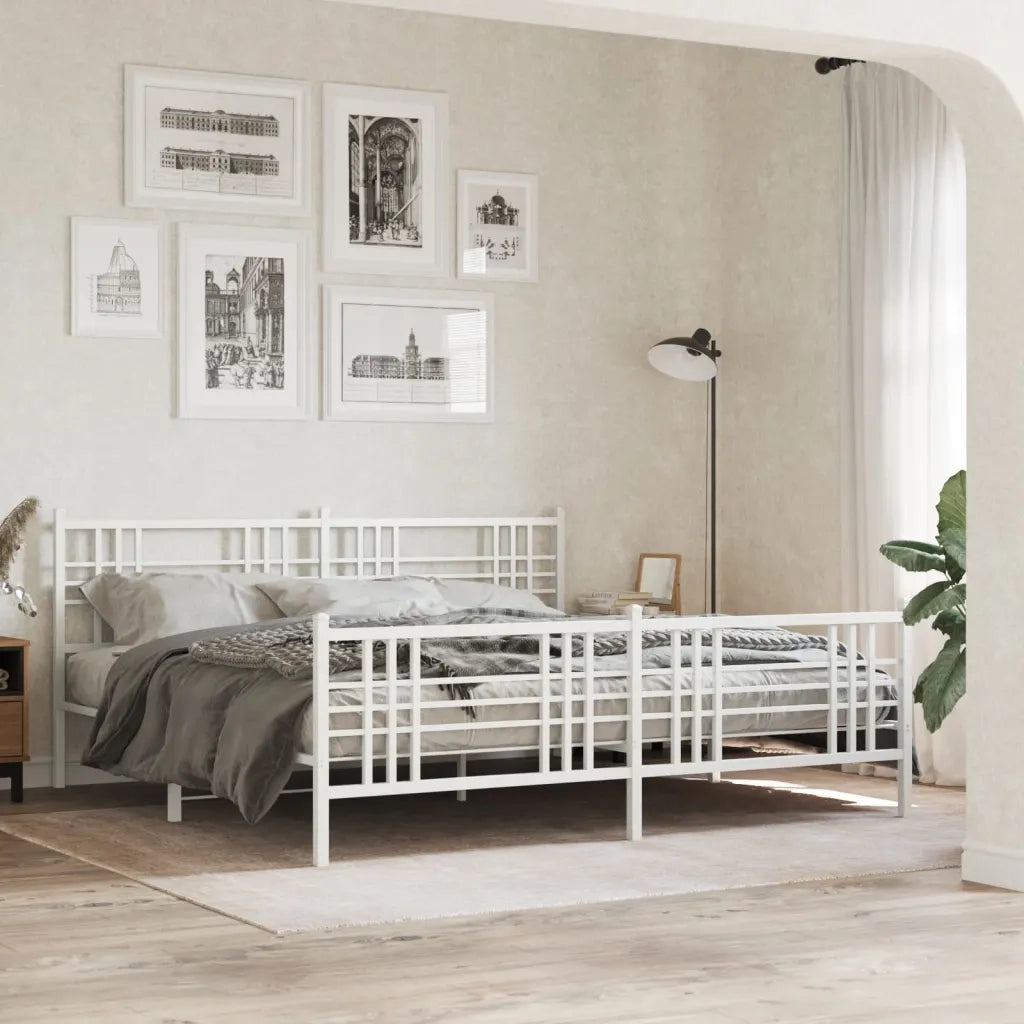 Giroletto con Testiera e Pediera Metallo Bianco 180x200 cm