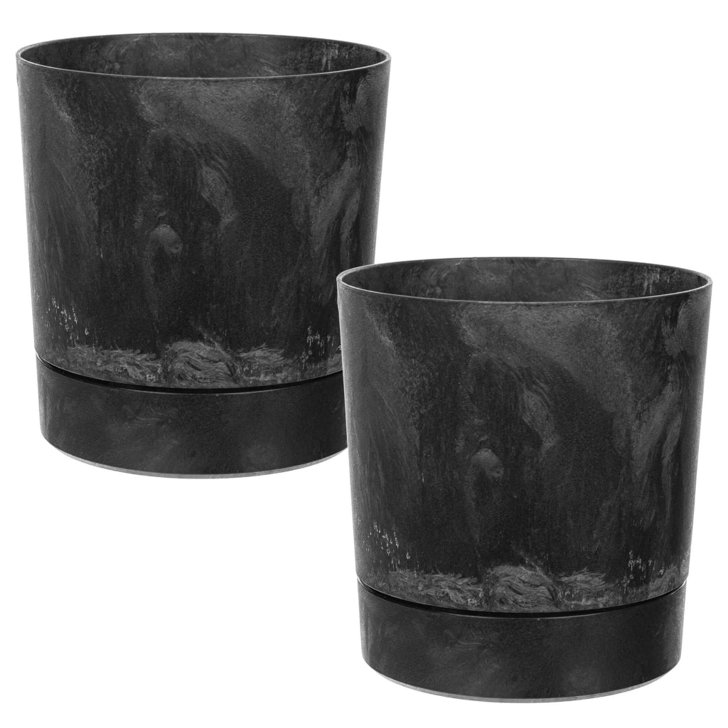 Vaso da fiori KADAX con coprivaso e sottovaso, rotondo, 20 cm, set da 2