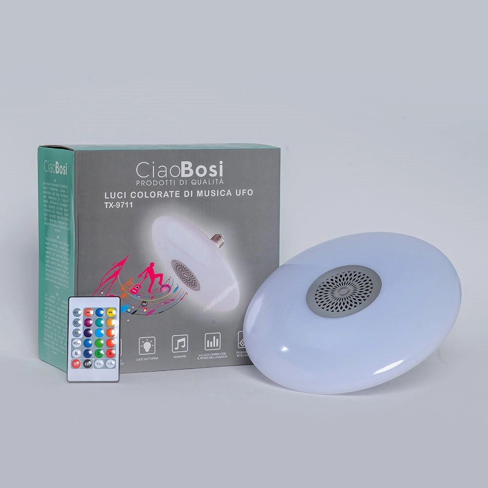 Trade Shop - Lampadina Musicale Luci Colorate Lampada Di Musica E27 Ufo Bluetooth 5.0 Tx-9711 -