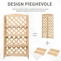 Scaffale Porta Piante da Esterno, Fioriera da Balcone Pieghevole con 4 Mensole Regolabili, Arredamento da Giardino e Casa in Legno, 67x33x123cm