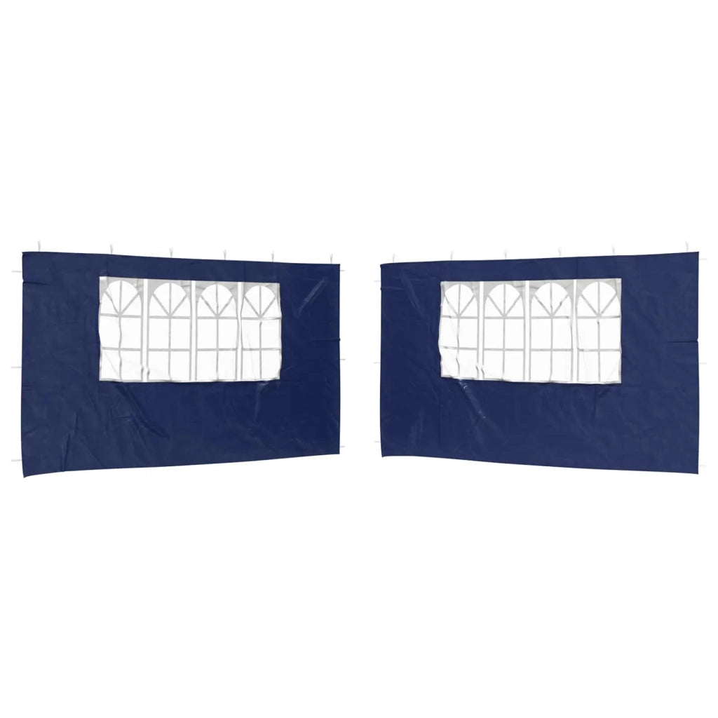 Parete per tenda da festa 2 pcs 400 x 195 cm Blu PE e Acciaio