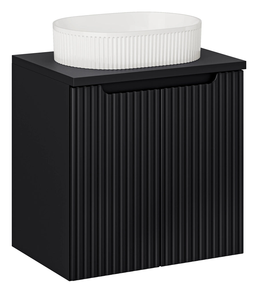 Set mobili bagno 60 cm con piano e lavabo da appoggio Beyond Nova Black 60 cm