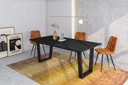 Tavolo da Pranzo, 194x90x74 cm, Per 10 persone, Tavolo Cucina, Nero