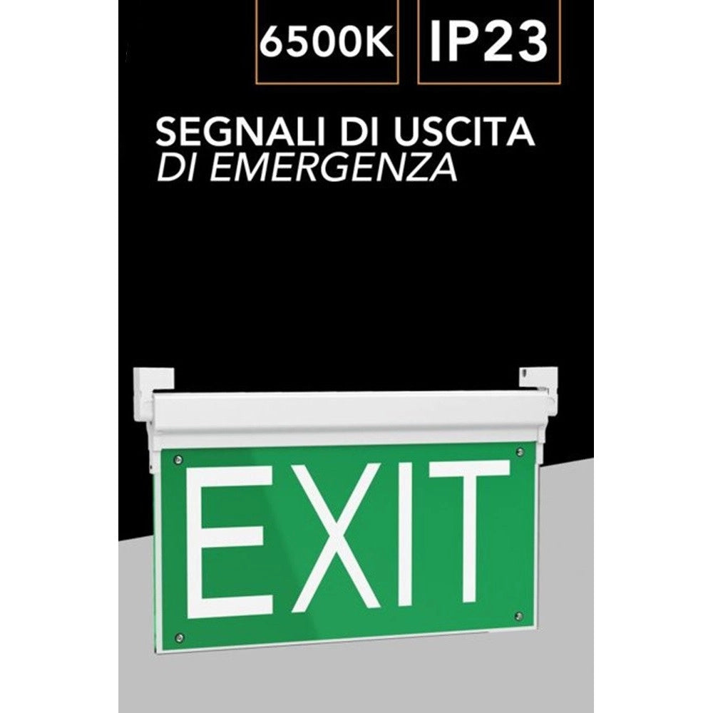 Trade Shop - Lampada Led D'emergenza Anti Blackout Segnale Uscita Scritta Exit Ip23 Luce 6500k Lt-45338 -