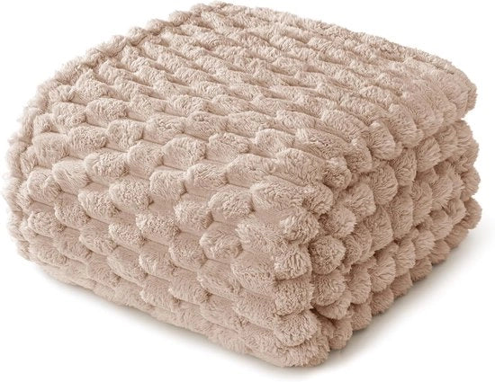 Piumino soffice - coperta calda con disegno 3D - 1 pezzo - camel - 150 x 200 cm