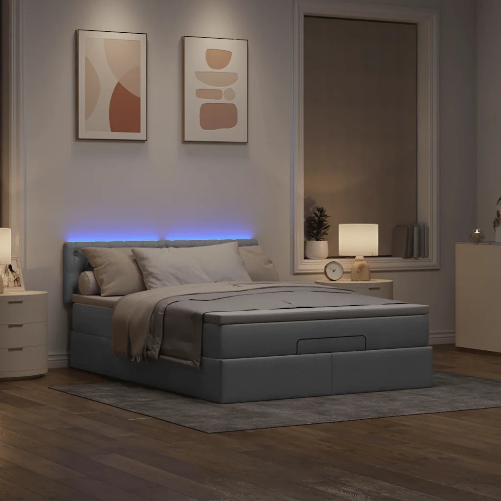 Struttura Letto Pouf con Materasso 140x200 cm in Tessuto 3312395