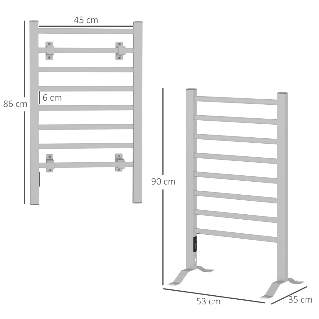 Scaldasalviette Elettrico 150W con Timer ¨C zephmum ¨C Argento 53x35x90 cm
