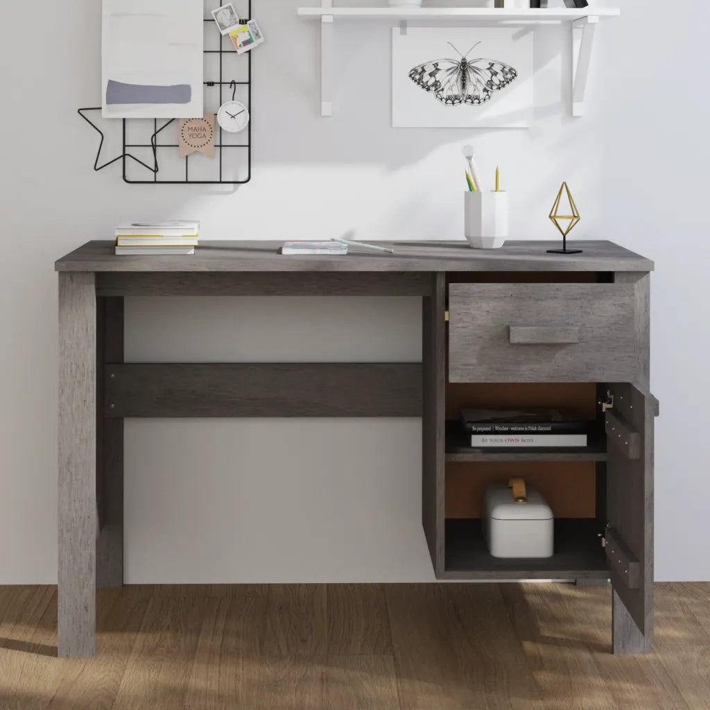Scrivania Grigio Chiaro 113x50x75 cm in Legno Massello di Pino cod mxl 72706