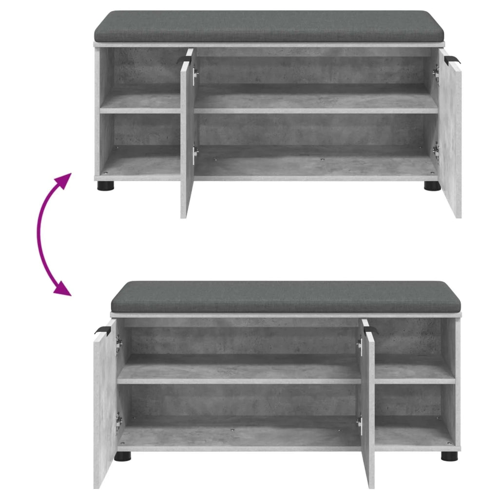 Panca per ingresso con cuscino-Sgabello-Panca da Corridoio Grigio cemento 100 x 38 x 46 cm 898254