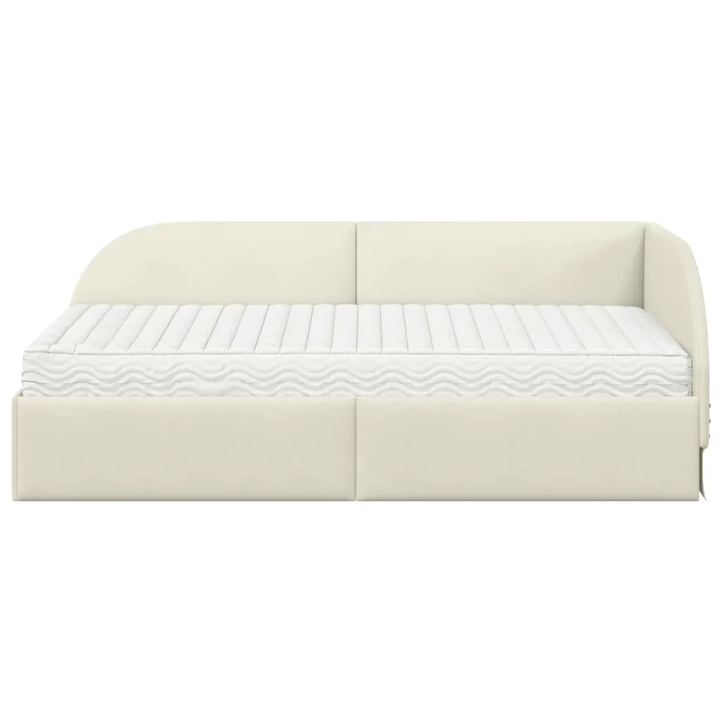 Struttura Letto Angolare con Materasso 2 pcs Crema Velluto 3394201