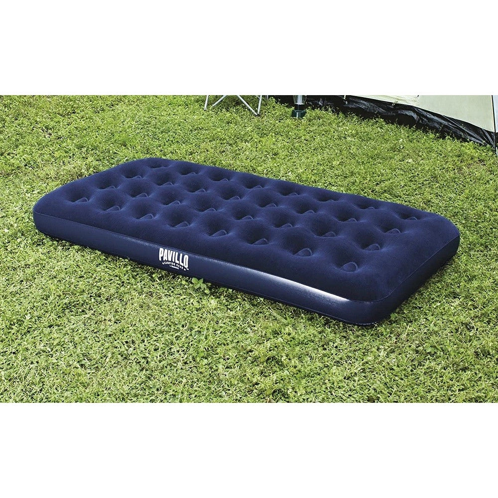 Trade Shop - Materasso Gonfiabile Singolo Airbed Blu Floccato Plus 188x99x22cm Campeggi 67001 -